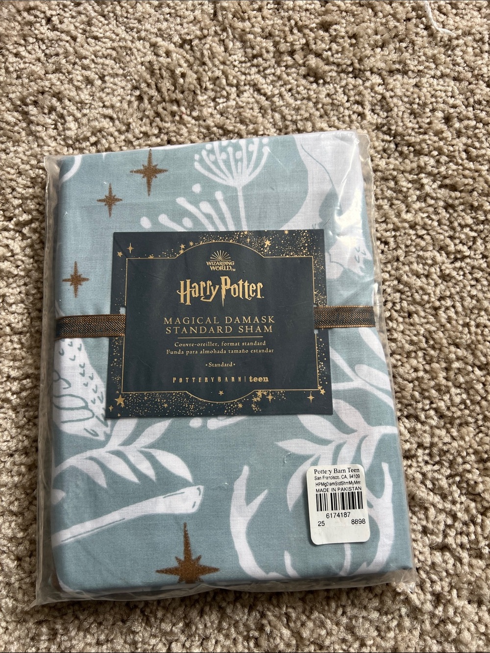 Pottery Barn Teen Harry Potter™ Magical Damask Standard Sham Mystic Mint - Picture 2 of 3